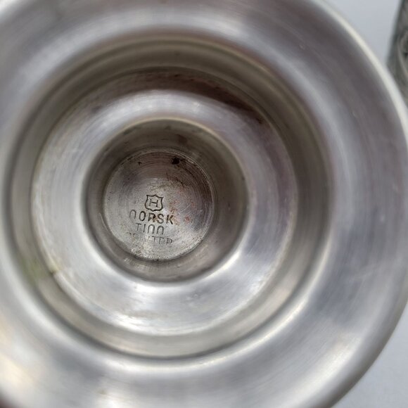 Vintage Norsk Tinn Pewter Votive Candle Holders With Engraved Viking Scenes - Picture 5 of 6